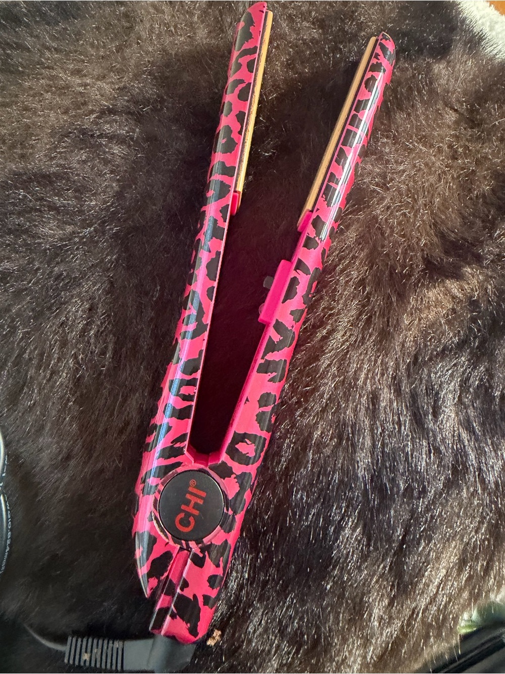 CHI Pink Leopard Ceramic Hair Straightener - Women's Styling Flat Iron